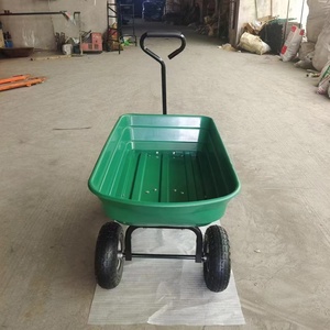 Chariot de jardin polyvalent robuste à quatre roues chariot à benne basculante chariot à brouette utilitaire traction en plastique multifonctionnelle - Product Image 5