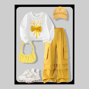 Abbigliamento per bambini Nuova <span class=keywords><strong>felpa</strong></span> <span class=keywords><strong>bianca</strong></span> da ragazza per la primavera e l'autunno e pantaloni gialli Set da 2 pezzi Abbigliamento per ragazze 2-7 anni - Product Image 2