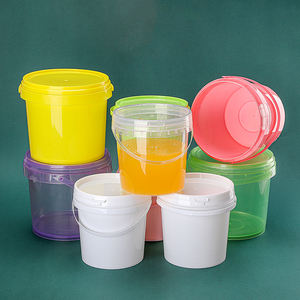 1L fabrika kaynağı özel renk kolu PP gıda sınıfı içecek ambalaj kova yuvarlak şeffaf plastik yuvarlak kova kapaklı toptan - Product Image 1