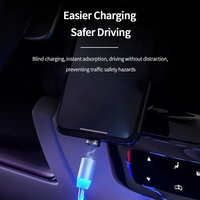 Kabel Pengisian Daya Cepat 3-in-1 LED Glow Flowing Magnetic Nylon Braid USB Type-C/Micro USB 8-Pin 3A Tahan Lama untuk Komputer, Dapat Disesuaikan