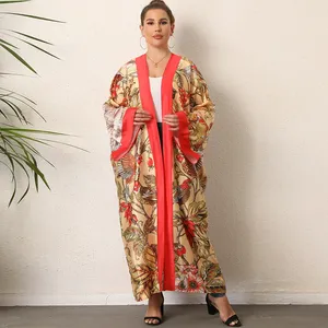 Long Cardigan Women Long Sleeve Maxi Breathable Print Women Floral <strong>Plus</strong> <strong>Size</strong> Swim Dress <strong>Kimono</strong> Open Front - Product Image 3