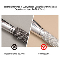 Ensemble de pinceaux de maquillage HMU 12 pièces, luxe professionnel, strass, haute qualité, argent, diamant, logo personnalisé