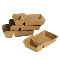 Barquette jetable en papier kraft brun pour hot-dogs, frites et poulet frit avec revêtement anti-graisse – Emballage alimentaire