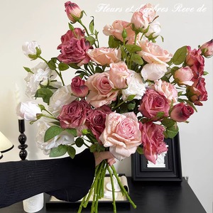 Bouquet de roses artificielles en soie 30cm-100cm, style français vintage, décoration d'intérieur, arrangement de table pour salon - Product Image 1