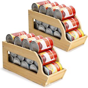 Wooden Can <b>Storage</b> Rack Stackable Bamboo Canning <b>Jar</b> Organizer Desktop <b>Storage</b> Box <b>For</b> <b>Kitchen</b> pantry use - Product Image 1