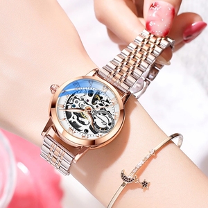 Vente en gros, Logo personnalisé de marque, Tourbillon à <span class=keywords><strong>remontage</strong></span> automatique <span class=keywords><strong>mécanique</strong></span> de luxe, cadran coquille lumineux femmes mode montres automatiques - Product Image 3