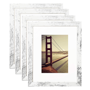 Handmade Rustic 6x8 Inch MDF Wood Picture <b>Frame</b> with Mat 5x7 Sized Wooden Photo <b>Frame</b> for Home Decor <b>Wall</b> or Tabletop Display - Product Image 1