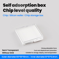 Boîte d'échantillons pliable auto-adhésive 55x55x10mm en PS, étui transparent sans grille pour puces électroniques, plaquettes de silicium et matériaux précieux