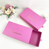Confezione di lusso personalizzata con Logo in lamina d'oro scatola regalo rigida in cartone rosa scatola scorrevole parrucca Extension per capelli scatole da imballaggio