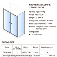 Cabines de douche complètes avec plateau inclus, parois en verre et base en acrylique, cabine de douche intégrée