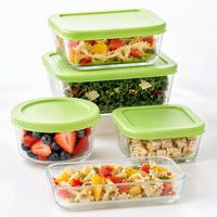 Boîte à lunch rectangulaire OEM en verre borosilicate de 2650 ml avec couvercles sans BPA, compatible four, conteneur bento