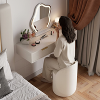 Coiffeuses modernes en panneaux MDF blancs avec 2 tiroirs et grand espace de rangement pour salon, chambre et salle de bain