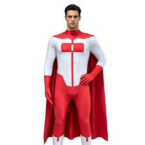 Invincible Nolan Cosplay Costume Red <b>White</b> Bodysuit With Cape For Halloween Game Anime Role Playing - Product Image 3