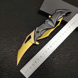 Cuchillo Plegable de Acero Inoxidable para Acampar, Estilo Batman, para Adultos, Color Titanio Dorado Arcoíris, EDC, OEM Fanstoon - Product Image 3