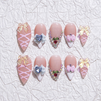 Faux ongles en acrylique à presser, faits main, style stiletto, couvrance totale, pointe aiguisée, pour femmes, pour fêtes et usage quotidien