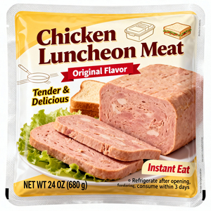 Sachet rétractable en aluminium à trois soudures, imprimé sur mesure, de qualité stérilisation, haute barrière anti-oxydation pour mortadella de <span class=keywords><strong>porc</strong></span> - Product Image 3