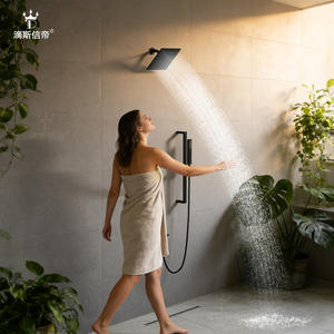 Conjunto de Ducha Empotrado Rectangular, Termostático, Cuerpo de Válvula de Cobre, Diseño Moderno para Baño - Product Image 1