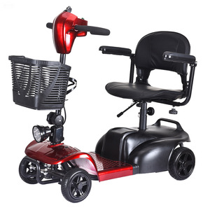 Scooter électrique KS 24V300W rouge, léger, pliable, pour personnes âgées et handicapées, avec panier et autonomie de 20 km - Product Image 3