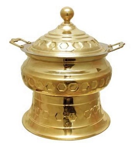 Recipiente Circular Dorado para Calentar Comida con Tapa y Asas - Product Image 1