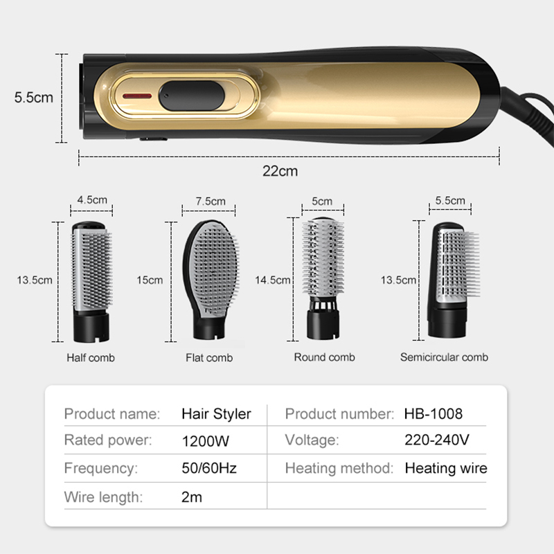 Одношаговый электрический горячий гребень, Электрический Новый вращающийся фен, щетка и объединитель, завивка, горячий воздух, круглая щетка, фен для волос
