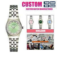 Jam Tangan Wanita Logo Kustom Persegi Quartz Analog Stainless Steel Mesin Miyota Tahan Air 5BAR untuk Pemakaian Sehari-hari