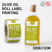 Étiquettes autocollantes personnalisées de qualité alimentaire, résistantes à l'eau et à l'huile, pour bouteilles d'huile d'olive, imprimées sur rouleau