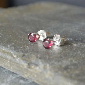 Rose tourmaline quartz pierres précieuses en argent sterling boucles d'oreilles - Product Image 2