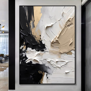 Pintura al Óleo Abstracta Beige Pintada a Mano, Texturizada, Minimalista, Grande, sobre Lienzo, <span class=keywords><strong>para</strong></span> Decoración de Pared de Sala de Estar - Product Image 4