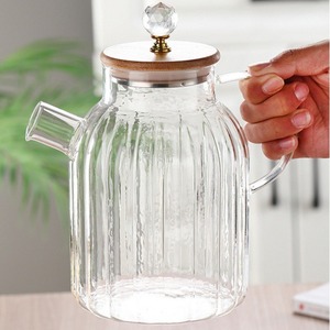 Wholesale Eco-Friendly High Borosilicate Glass Teapot Set Cooling <strong>Kettle</strong> Glass Handle Large Capacity Bamboo Lid Modern Luxury - Product Image 4