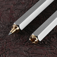 Outil d'autodéfense à action de boulon en laiton de luxe stylo hexagonal en acier inoxydable sceptre jean stylo à bille utilitaire portefeuille stylo tactique