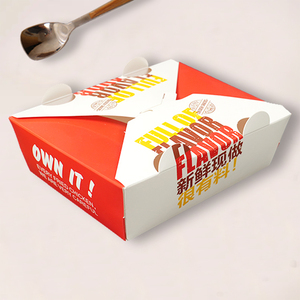 Caja de Papel para Llevar Comida, con Logotipo Personalizado, Resistente al Aceite, Desechable, para Empacar Comida Rápida como <span class=keywords><strong>Pollo</strong></span> Frito y Hamburguesas - Product Image 4