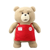 Ours en peluche TED de 48 cm, peluche de film, 2 peluches en forme d'apron, animaux en peluche doux, jouets en peluche, poupées animales pour enfants