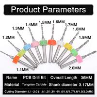 Forets macro en carbure de tungstène RUIMENG pour PCB, forets pour CNC, métaux tendres, modélisme, de 1,1 mm à 2,0 mm, finition non traitée
