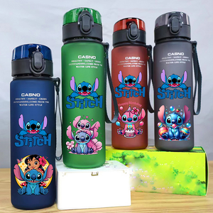 Vaso de Plástico de 560 ml de Lilo & Stitch, Taza para Beber con Estampado de Anime de Stitch y Angel, Botella Esmerilada Negra, Azul, Verde, Roja, Regalos - Product Image 3
