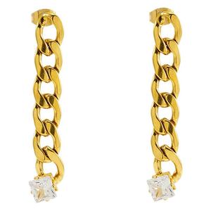 ZOGXIN Cuban Chain Drop Earrings Gold Plated Zirconia Geometric Party Jewelry for Women - Product Image 5