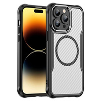 Texture en fibre de carbone 360 doublure coque de téléphone magnétique antichoc fundas pour iphone 14 15 plus 16 pro 16 plus couverture mobile