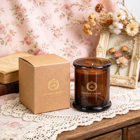 Stoples Lilin Mewah 8oz 10oz 12oz Coklat Stoples Lilin Kaca Kosong dengan Tutup Custom