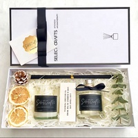 Ensemble de diffuseur de parfum pour la maison avec bougie parfumée dans un coffret de luxe personnalisé, avec autocollant