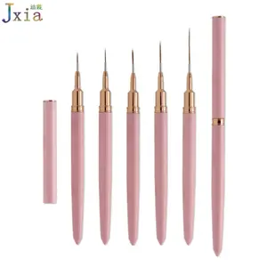 New Pink Metal Handle Rose Gold Ferrule UV Gel Fine Detail Painting 7mm 9mm 11mm 15mm 25mm Nail Art Liner Brushes