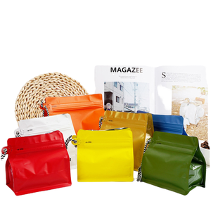 식품 재밀봉 가능 제조업체 직판 포장 플라스틱 백 걸이끈 차 커피 원두 플랫 바닥 백 밸브 지퍼 포함 - Product Image 1