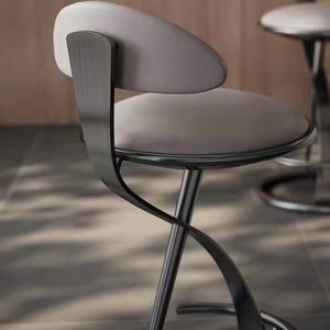 Retro style bar <b>stools</b>, luxury home bar chairs, high chairs with leather seats, tall <b>stools</b> for living room. - Product Image 4