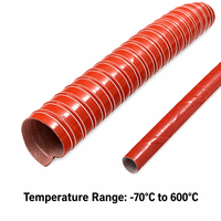 Tuyau de ventilation flexible en tissu de fibre de verre et silicone, résistant à la chaleur 600°C, avec spirale en fil d'acier et double loquet à came