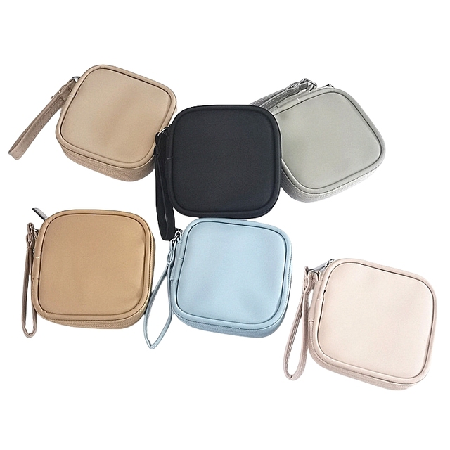 Mini Pouch PU Leather Storage Bag for Cable Electronic Accessories Lipstick Makeup Organizer Zipper Waterproof Travel Bag
