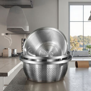 Fregadero ergonómico de borde grande de acero inoxidable 304 con cesta de frutas de drenaje ultrarrápido-colador y colador - Product Image 5