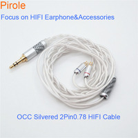 Câble de remplacement de mise à jour argenté 7N OCC pour écouteurs HIFI connecteur 2Pin câble écouteur accessoires pour écouteurs