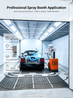 Cabine de peinture automobile chauffée électriquement, sans poussière, pour la cuisson de peinture automobile, à haute efficacité énergétique, pour la rénovation de véhicules en atelier