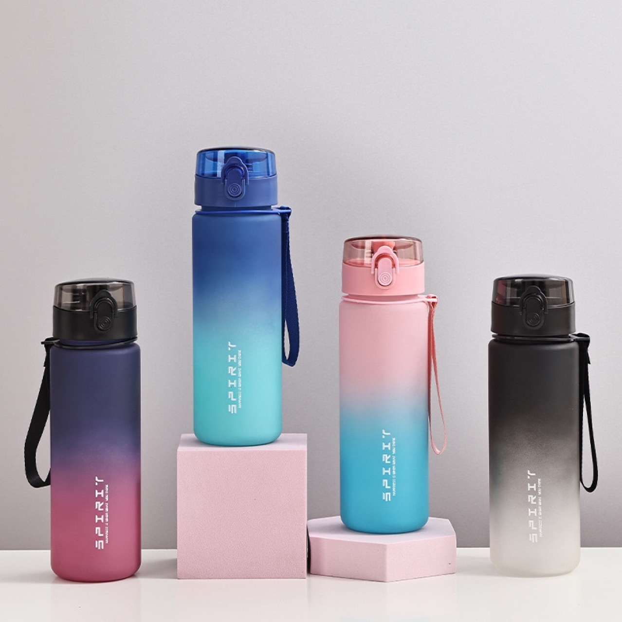 BPA Бесплатная фитнес Мотивационная пользовательская оптовая продажа соломенная Питьевая пластиковая бутылка для воды