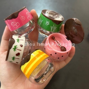 ISMAN Contenants vides pour baume à lèvres (pastèque, pomme), emballages mignons pour gommage à lèvres, pots à crème au miel avec cuillère et brosse 6g - Product Image 4