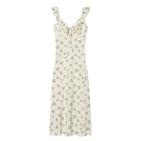 Robe midi chic et décontractée pour femme, nouvelle collection été 2026, imprimée, à volants, style rétro, sans manches