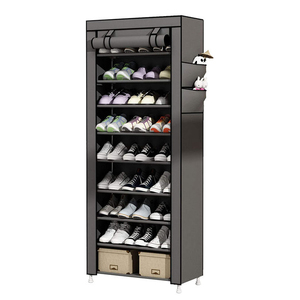 Étagères à chaussures en métal portables combinaison de <span class=keywords><strong>tissu</strong></span> Non tissé multicouche <span class=keywords><strong>armoire</strong></span> de rangement d'étagère à chaussures Simple anti-poussière - Product Image 2